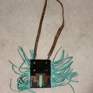 Turquoise Fringe Crossbody Bag